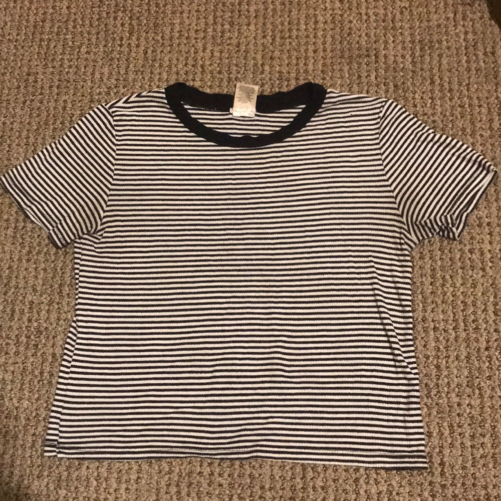 Black and white striped crop top